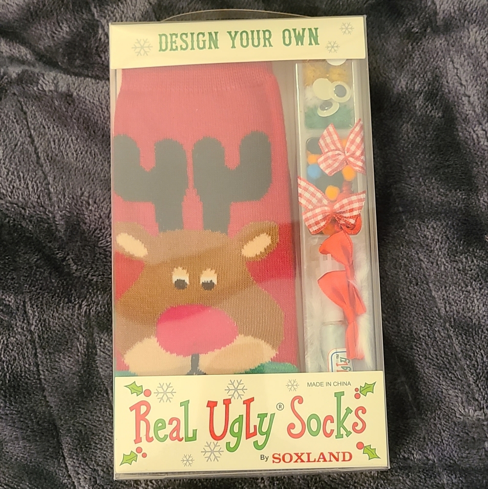 New in box, Design your own ugly Christmas socks